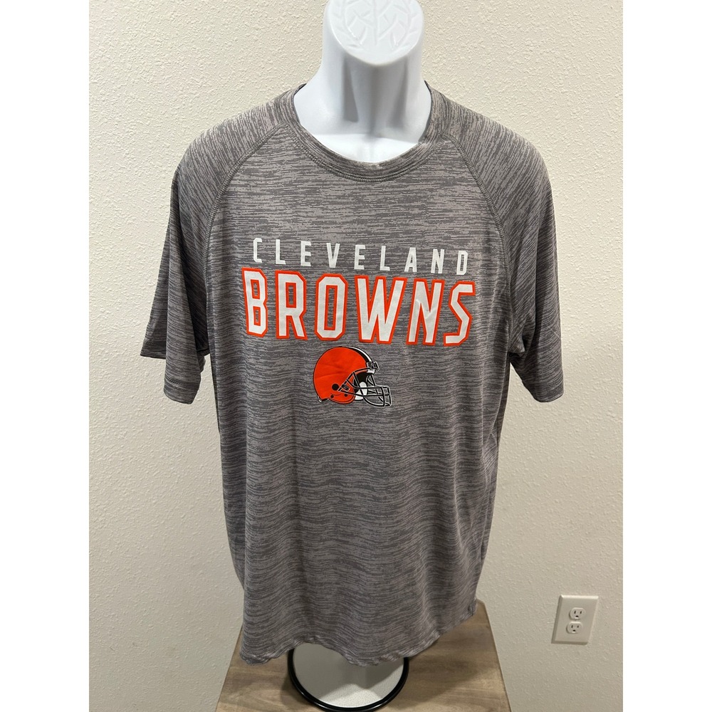 NFL Team Apparel Cleveland Browns Mens Large Gray Space Dye Performance T-Shirt